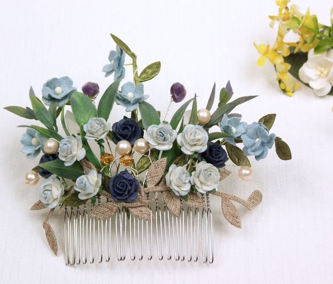 Hair comb wedding flowers pink powder country hair accessory flowers flowers hair wedding comb romantic flowers
